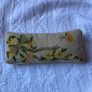 Vintage needlepoint butterfly pillow